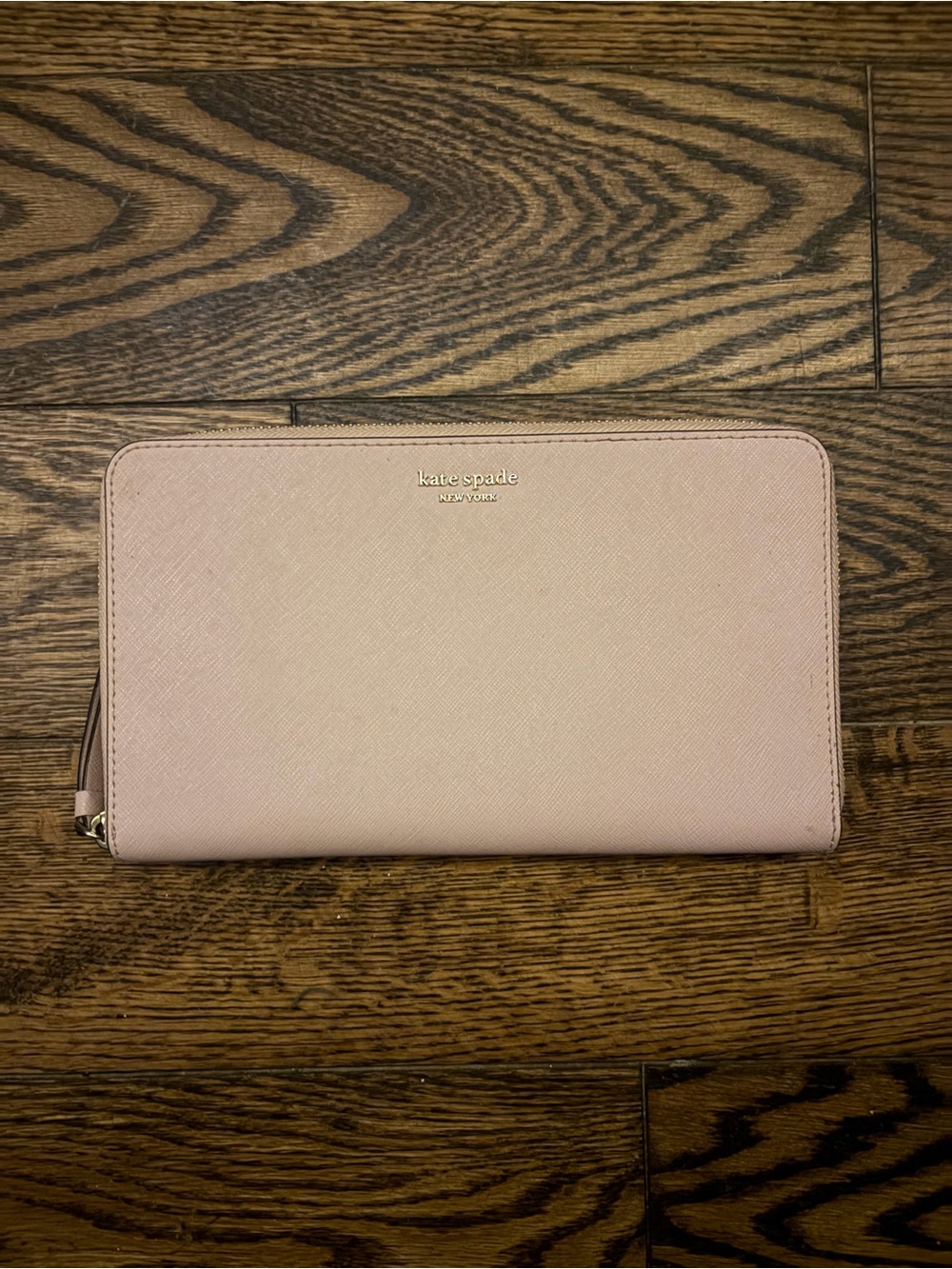 kate spade blush pink zip-around wallet